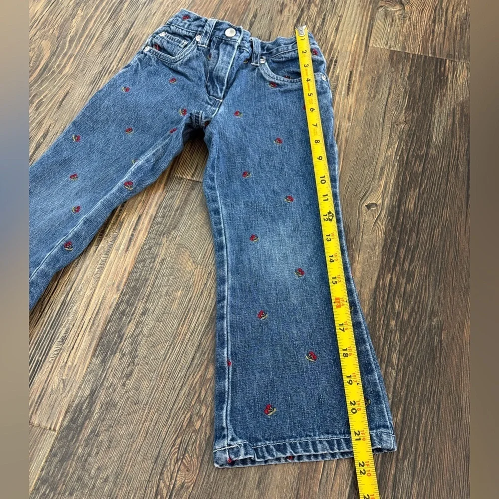 Vtg Y2K 2002 Gymboree Cherry-Embroidered Jeans Kids Size 4 Blue Denim